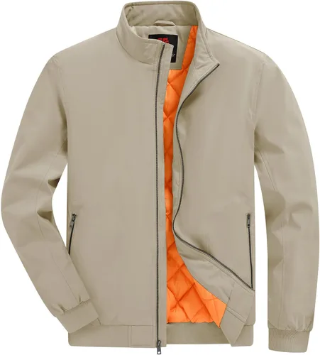 Vista 7 de BGOWATU Chaqueta para hombre con aislamiento para otoño e invierno, con cremallera, a prueba de viento, acolchadas, abrigos, abrigos, informales