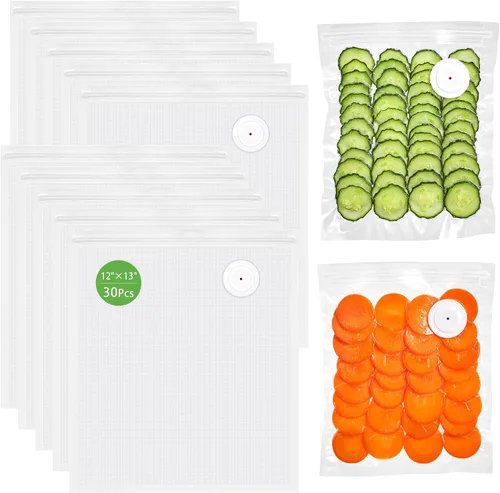 Vista 12 de Syntus 30 bolsas reutilizables selladoras al vacío para alimentos, pequeñas bolsas de almacenamiento de alimentos de 8 x 10 pulgadas con cremallera