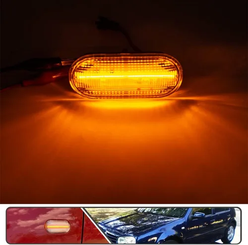 Vista 6 de 2 unids Full Amber Dynamic Sequential Blink LED Side Marker Light para Volkswagen Golf MK4 Jetta New Beetle Front Fender Luces de señal de giro