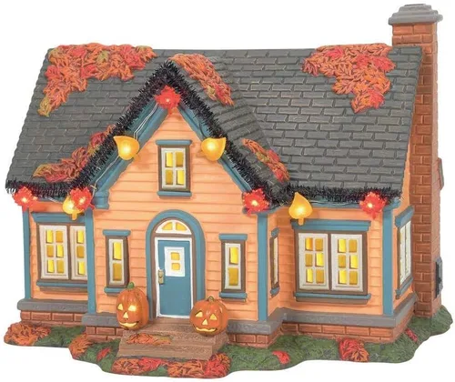Vista 3 de Department 56 Snow Village Halloween Trick or Treat Lane Peanuts House - Edificio iluminado y accesorios, 6.57 pulgadas, multicolor