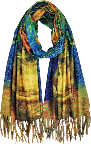 Vista 11 de VENVSBEE Reversible Scarf Soft Large Shawl Wrap Blanket Double Sided Art Print Warm Stoles Klimt Van Gogh Gifts Arte 01