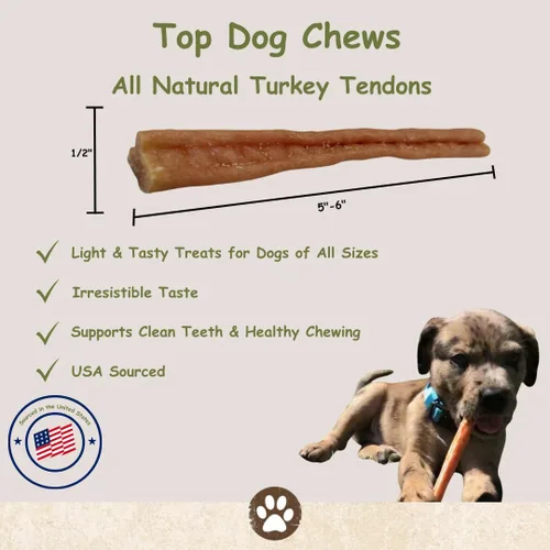 Vista 3 de Top Dog Chews Tendón redondo de pavo, suave, fabricado en los Estados Unidos, 10 onzas (10 onzas)