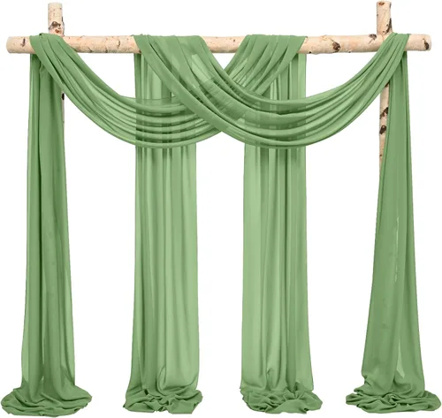 Vista 51 de Tela para Cubrir Arco de Boda, 4 Paneles 71 cm x 6,1 m Telas para Arco de Boda Azul Bebé para Ceremonia, Telas de Gasa para Decoración de Arco