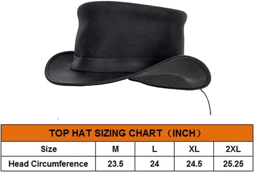 Vista 6 de Dream Apparel Sombrero de cuero negro para hombres y mujeres, disfraz de Halloween, sombrero steampunk para adultos, sombrero corto de Deadman Tophat