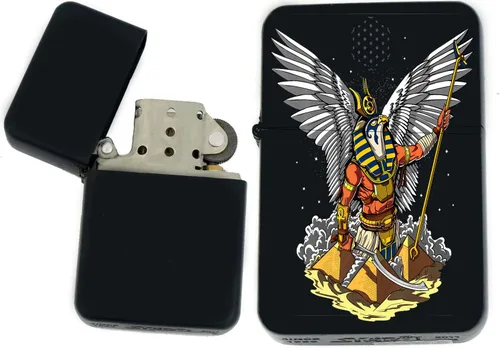 Vista 8 de Faraón, egipcio, tutankamón, cleopatra, ojo de Horus, pirámides-Ankh, leona-diosa única coleccionable s Infinity negro mate encendedores a prueba