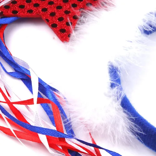 Vista 7 de Needzo Diadema para el 4 de julio con borlas y estrellas, color rojo, blanco y azul, patriótico para desfiles y fiestas, talla única (paquete de 10)