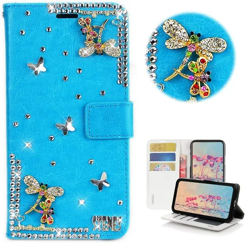 Vista 29 de Bling - Funda tipo cartera para teléfono compatible con Samsung Galaxy Z Fold 3 5G, elegante, hecha a mano en 3D con cristales y mariposas