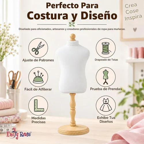 Vista 7 de Emily Rose Forma de maniquí de muñeca de 18 pulgadas, relleno 100% de algodón para coser y exhibir, compatible con ropa para muñecas American Girl
