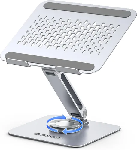 Vista 8 de ORICO Soporte ajustable para laptop con base giratoria de 360°, elevador plegable de aleación de aluminio para computadora de escritorio, compatible