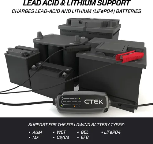 Vista 4 de CTEK CT5, Cargador de Batería Automotriz de 12V para Auto, Motocicleta, ATV, Motonieve - Cargador de Batería por Goteo y Mantenedor de Batería