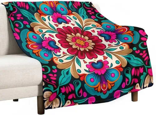Vista 9 de Manta decorativa de flores beige, blanco crema, blanco, azul, gris, flores anchas, manta suave de 30 x 40 pulgadas, manta de franela para sofá