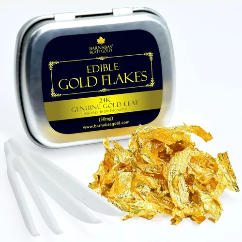 Vista 9 de Barnabas - Hojas de hojuelas de oro comestibles para alimentos (bebidas), 1 paquete