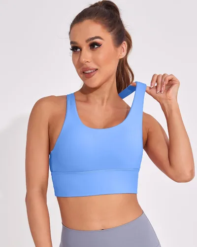 Vista 4 de Longline - Brasier deportivo para mujer, de alto soporte, para entrenamiento, con tirantes, para yoga, camiseta sin mangas, ropa deportiva cruzada