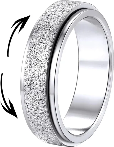 Vista 26 de Supcare Anillos antiestrés para mujer de 4/6/0.315 in para la ansiedad, anillo de pulgar con chorro de arena, regalo para mujeres, talla 7-14
