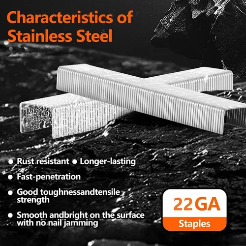 Vista 4 de 71 Series 3/8 Inch Crown 22 Gauge 304 Stainless Steel Staples 2300-Count 1/2" Length for 71 Series Staple Gun