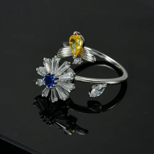 Vista 94 de Anillo de plata 925, anillos de plata ajustables para mujer, anillos de pulgar abiertos, anillos de circonio, anillos ajustables, anillos abiertos