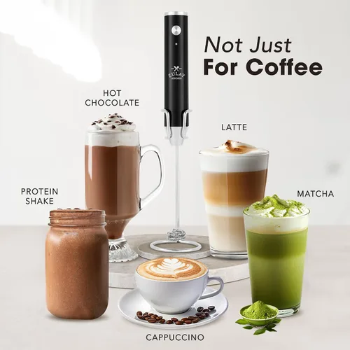 Vista 94 de Zulay Milk Boss Espumador de leche potente manual, hace espuma para latte, batidor para mezclar bebidas, café, miniespumador para capuchino, frappé