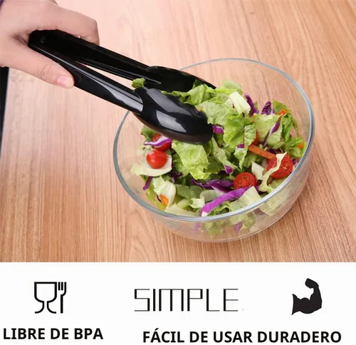 Vista 5 de Pinzas de plástico para cocina, juego de utensilios desechables, 12 piezas, pinzas de ensalada festoneadas de 9 pulgadas resistentes