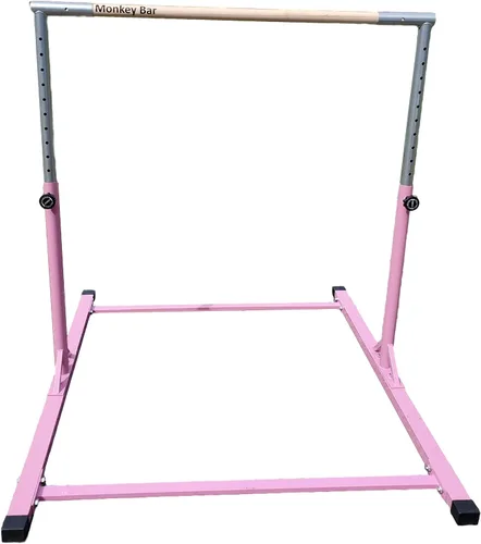 Vista 2 de ProGymnastics - Barra horizontal de gimnasia de 3 a 5 pies, barras ajustables resistentes para adolescentes, color rosa