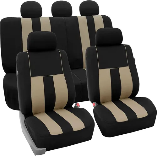 Vista 30 de FH Group Juego completo de fundas de asiento de coche de tres filas a rayas, compatible con bolsas de aire y listas para dividir, ajuste universal