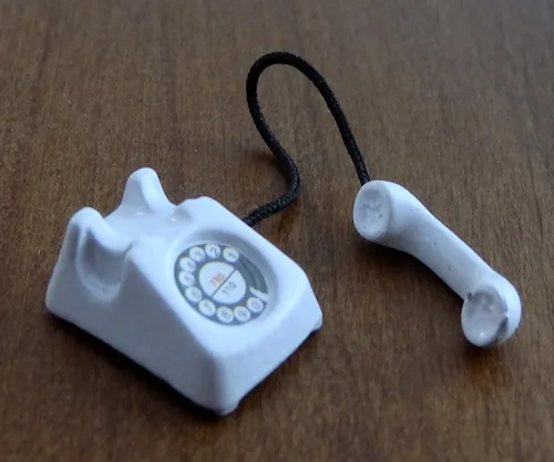 Vista 2 de Casa de muñecas Miniatura Escala 1:12 Teléfono Blanco #G8010