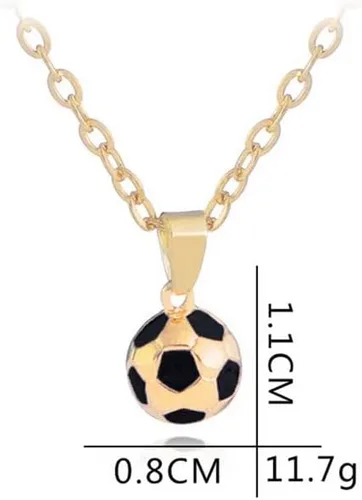 Vista 6 de Cadena de eslabones de fútbol de moda, collar con dije de oro de color dorado, joyería de bola deportiva para hombres y niños, collar colgante