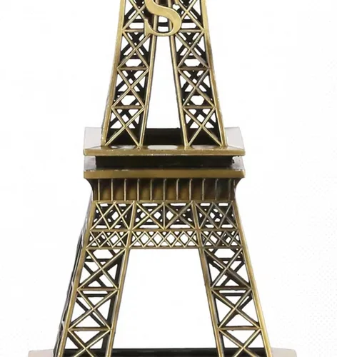 Vista 4 de Adorno decorativo creativo de metal de la Torre Eiffel de París, decoración de pasteles, regalo, fiesta, soporte de joyería, decoración del hogar