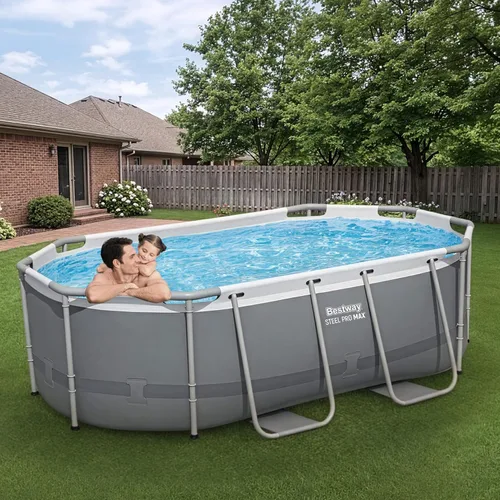 Vista 2 de Bestway Steel Pro MAX - Juego de piscina sobre el suelo (10 pies x 6 pies 7 pulgadas x 33 pulgadas), incluye bomba de filtro de 330 galones por