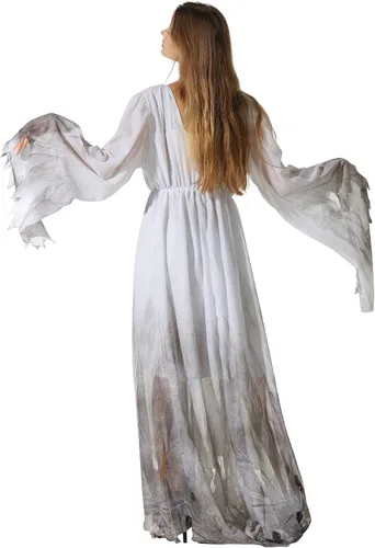 Vista 5 de EraSpooky - Disfraz de fantasma gótico estilo victoriano color blanco