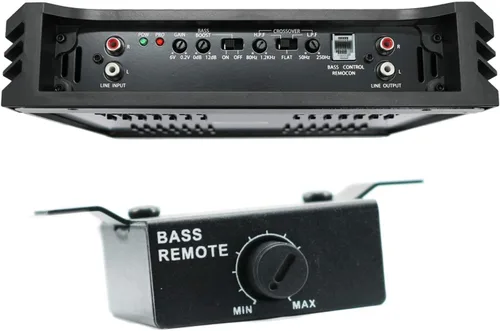 Vista 4 de Audiobank P-1400.2 A/B Clase 2 Canales 1400 W Amplificador de graves estéreo de audio para automóvil con control remoto de graves + kit