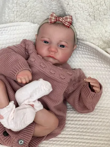 Vista 2 de iCradle Muñeca de bebé realista Reborn de 19 pulgadas, 18.9 in, cuerpo suave, muñeca recién nacida, hecha a mano, juguete para niños pequeños a