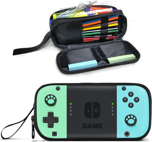 Vista 8 de Estuche para lápices gamer para niños, estuche grande para niños, adolescentes, escuela, caja de bolígrafos de gran capacidad, organizador con 2