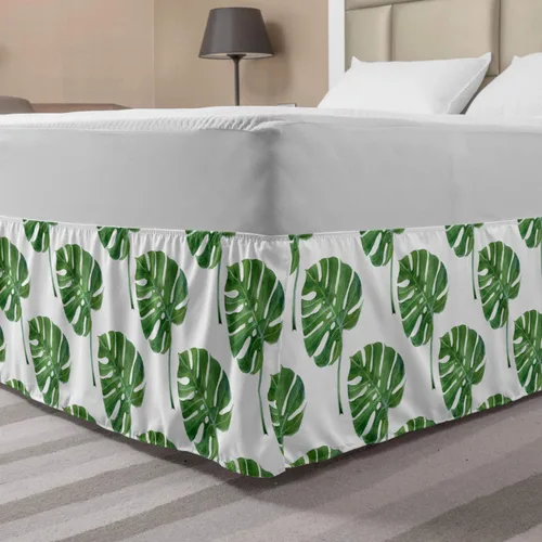 Vista 26 de Lunarable Falda de cama elástica de trébol, tréboles de cultura irlandesa con temática del día de San Patricio, 4 hojas, falda de cama de tela