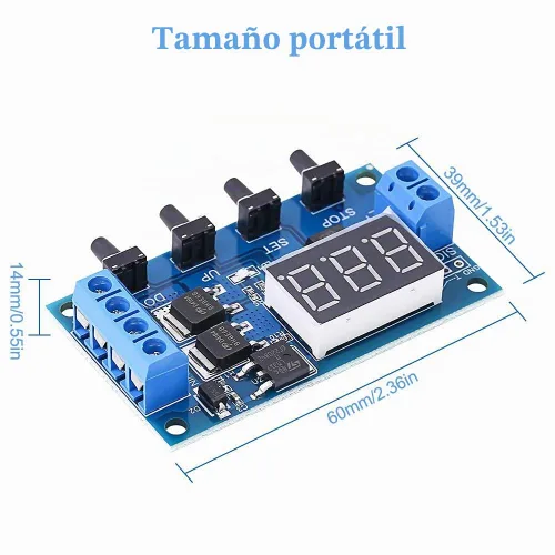 Vista 6 de Módulo de relé de retardo de temporizador programable DC 5V-36V Interruptor temporizador de ciclo ajustable de encendido/apagado con salida MOS dual