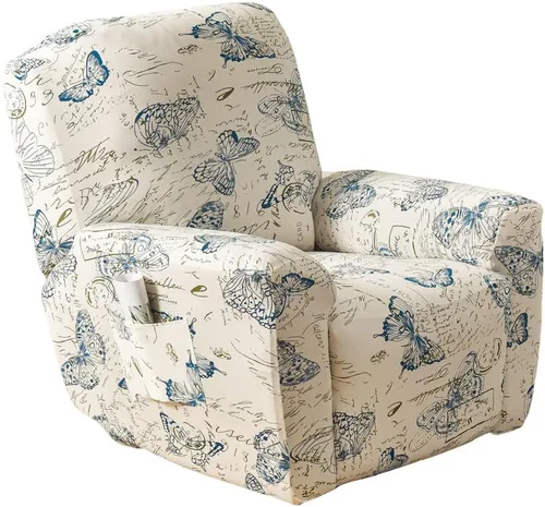 Vista 45 de Fundas elásticas para sillas reclinables, 4 piezas, fundas estampadas Lazyboy para sillón reclinable Lazyboy, funda de elastano suave para silla