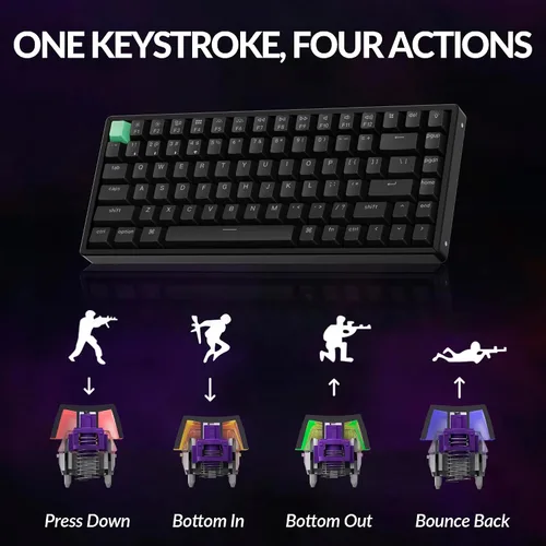 Vista 7 de Keychron Teclado mecánico personalizado inalámbrico K2 HE Rapid Trigger con efecto Hall Gateron interruptor magnético de doble riel, QMK 2.4 GHz