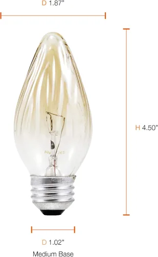 Vista 5 de Sylvania F15 Décor - Bombilla incandescente, 25 W, acabado iridiscente ámbar, base media, 120 V, paquete de 2 Acabado ámbar iridiscente