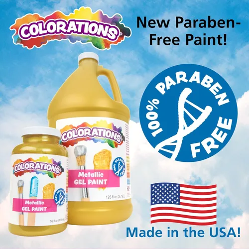 Vista 2 de Colorations Pinturas de Témpera en Gel Metálicas, 16 oz, 8 Colores, Pintura No Tóxica, Pintura para Manualidades, Pintura para Niños, Pintura