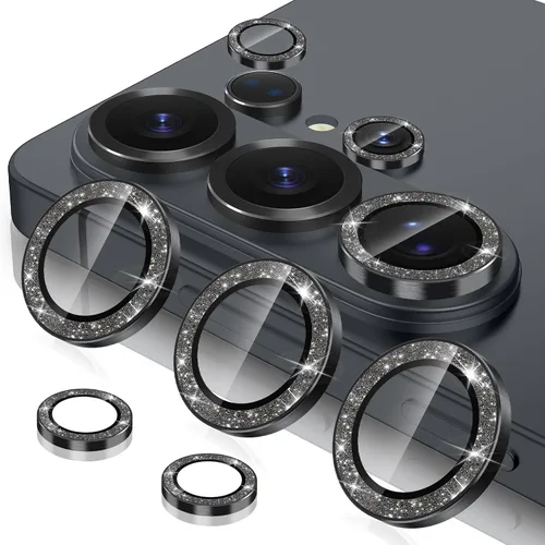 Vista 56 de Casetego Protector de lente de cámara para Galaxy Z Fold 8, [Diseño de purpurina mejorado], [Fuerte adherencia], lente de vidrio templado 9H negro
