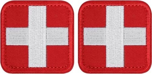 Vista 9 de LIVANS Medic Cross Moral Patch, parche de primeros auxilios de cruz blanca Verde militar (bordado) - 2 paquetes
