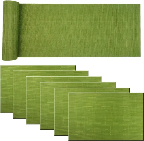 Vista 49 de Manteles individuales de vinilo resistentes al calor, lavables, fáciles de limpiar, manteles individuales de plástico para cocina, mesa de comedor