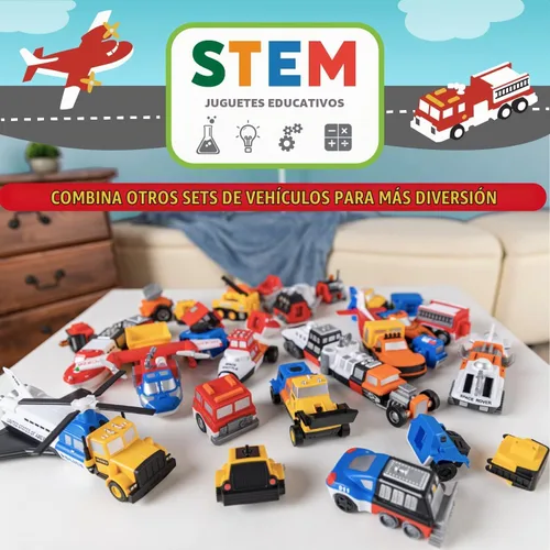 Vista 6 de Vehículos magnéticos Mix or Match® de Popular PLAYTHINGS, Bomberos y Rescate, Rojo y Blanco