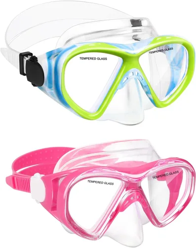 Vista 15 de ACQCES Gafas de natación para niños, máscara de buceo para niños y niñas de 5 a 15 años, gafas de natación antivaho de dos colores con cubierta