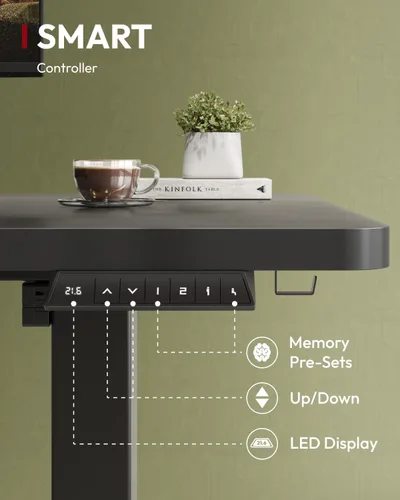 Vista 7 de SANODESK Escritorio eléctrico ergonómico ajustable de altura grande de 63 x Marco extendido negro/parte superior negra