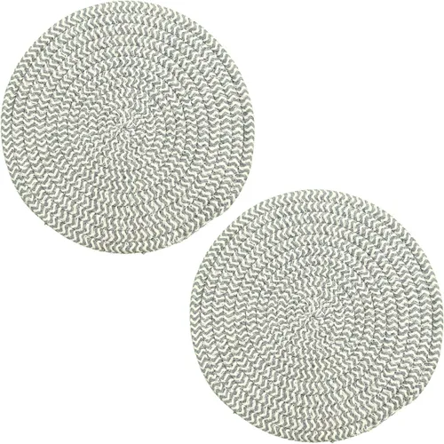 Vista 4 de Elegante posavasos trenzados con cable, juego de 4 (4 pulgadas, redondo, azul)