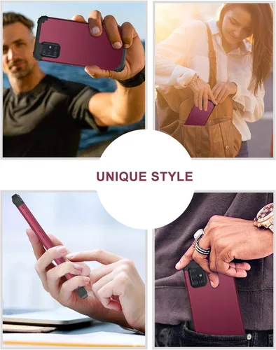 Vista 5 de BENTOBEN Compatible con Samsung A71 5G, 3 capas híbridas de policarbonato duro de goma suave, resistente, a prueba de golpes, antideslizante Pavonado