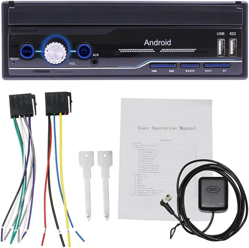 Vista 10 de Radio de coche 1 DIN MP5 reproductor de 7 pulgadas Bluetooth HD GPS pantalla retráctil USB iOS Android 8.1 navegación cámara de visión trasera