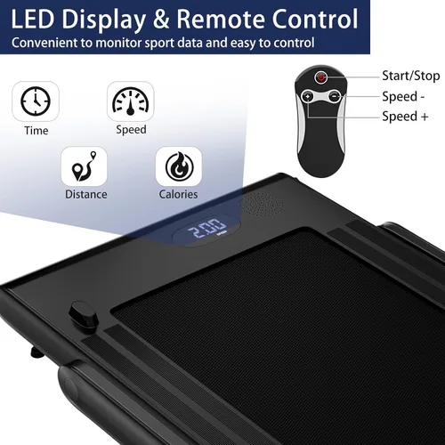 Vista 4 de Goplus 2 in 1 Folding Treadmill, 2.25HP Superfit Under Desk Electric Treadmill, Installation-Free with Remote Control, APP Control and LED Display