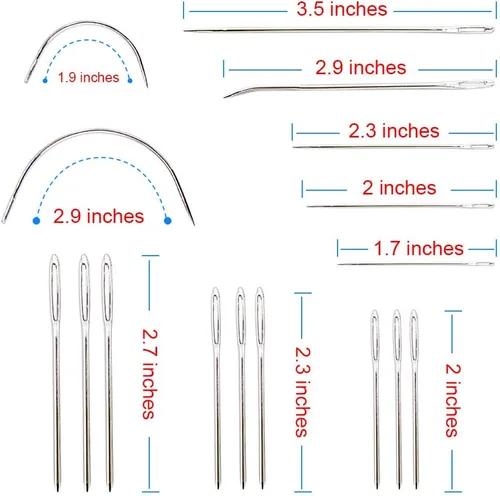 Vista 4 de Vitoki Kit de reparación de tapicería, paquete de 29 agujas de coser a mano, hilo de lona y agujas, cinta métrica, agujas de costura de ojos grandes