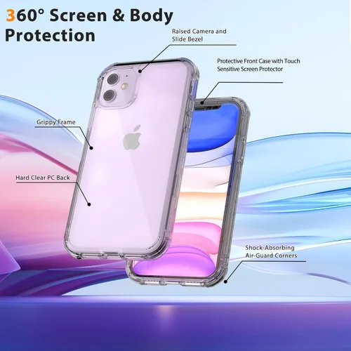 Vista 3 de Lifedance Nuevo para iPhone 11, Funda Protectora Completa y Resistente con Protector de Pantalla Integrado, Protección contra Caídas de 10 Pies
